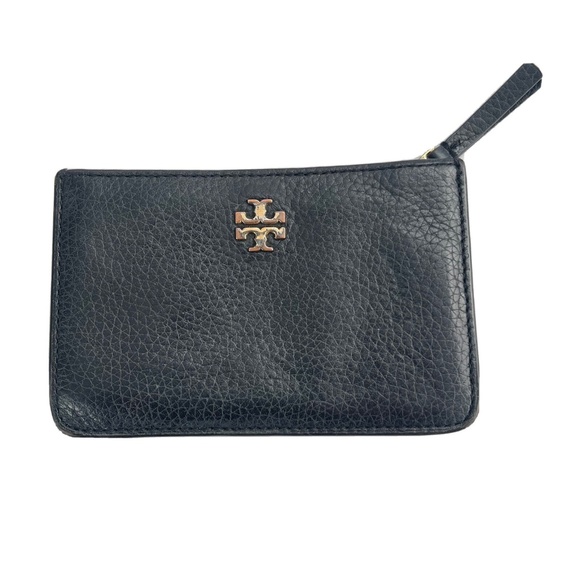 Tory Burch Handbags - Tory Burch Zip Credit Card Case Wallet Black Leather Logo Small Slim Pocket